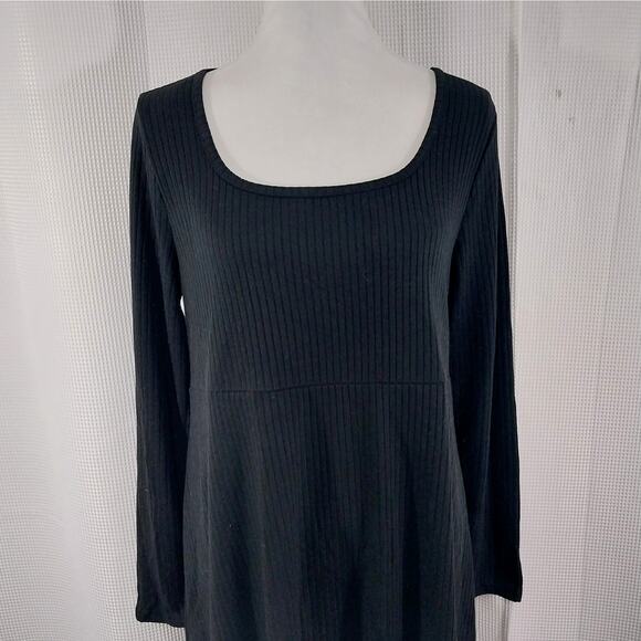 NWOT! OLD NAVY MATERNITY! RICH BLACK RIBBED KNIT LONG SLEEVE DRESS! SZ L - Picture 3 of 11